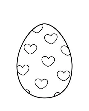 Coloring page Easter egg with hearts. Black and white egg. Vector Stock Illustration