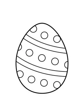 Coloring page Easter egg with stripes and dots. Black and white egg. Vector. Stock Illustration