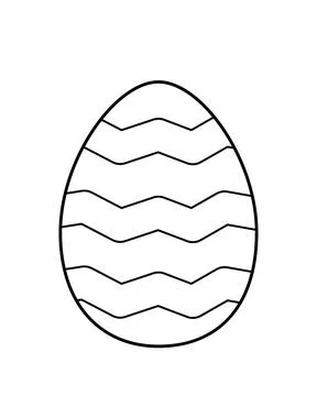Coloring page Easter egg with zig zag. Black and white egg. Vector. Stock Illustration