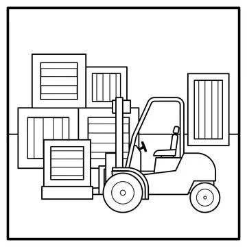 Coloring page of forklift Illustrazione stock