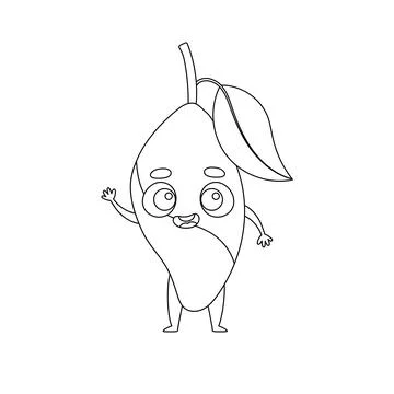 Coloring page funny mango. Coloring book for kids. Educational activity for.. Stock Illustration