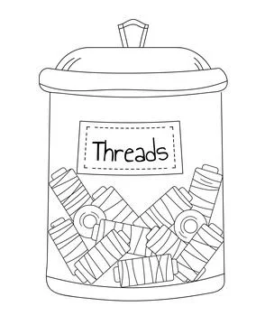 Coloring Page. Jar With Threads 스톡 일러스트