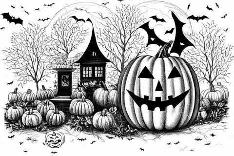 Coloring page for kids with a pumpkin Stock Illustration