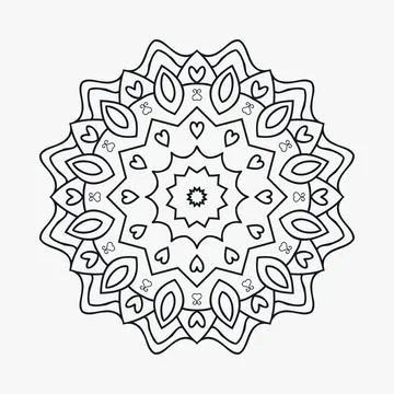 Coloring page mandala pattern. Decoration Flower mandala line art vector. Man Stock Illustration