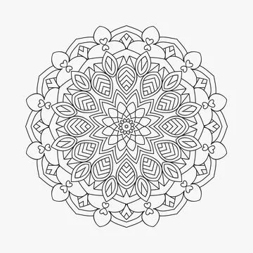 Coloring page Mandala pattern decoration. Mandala pattern on white background Stock Illustration
