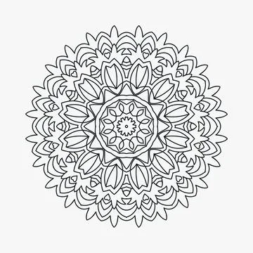 Coloring page mandala pattern vector. Flower mandala line art. Decorative man イラスト素材