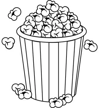 Coloring Page Popcorn Bucket Vector Illustration Stock Illustration