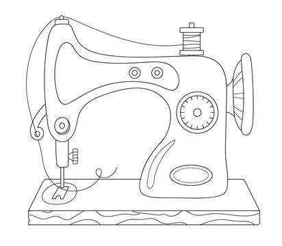 Coloring Page Sewing Machine Stock Illustration