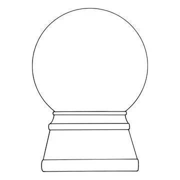 Coloring page snow globe, thin line art. A Christmas gift. Winter decor. Hand Stock Illustration