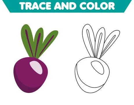 Coloring page vegetables for children, vector graphics, health for children.. Stock Illustration