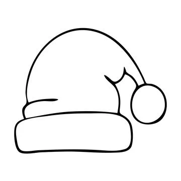 Coloring page warm hat. Head clothing in cold weather. Santa Claus wardrobe i Stock Illustration