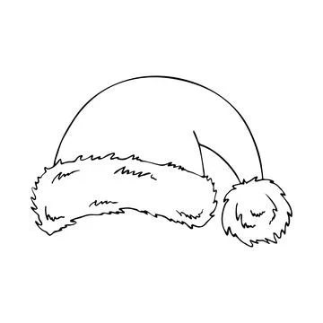 Coloring page warm hat. Head clothing in cold weather. Santa Claus wardrobe i Stock-Illustration
