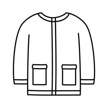 Coloring page warm jacket. Classic clothes with pockets. Wardrobe item. Hand  Illustrazione stock