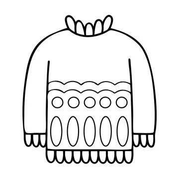 Coloring page warm sweater with patterns. Winter cozy clothes with a thin lin Stock Illustration