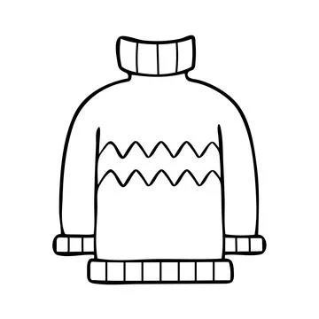 Coloring page warm sweater with patterns. Winter cozy clothes with a thin lin Stock Illustration