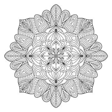 Coloring page zendal. Design for meditation, yoga, relaxation.vector mandala Stock Illustration