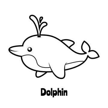 Coloring pages of cute dolphin Stock Illustration