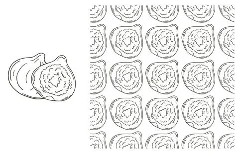 Coloring pattern for kitchen, restaurant or shop. Set in hand draw style Stock Illustration