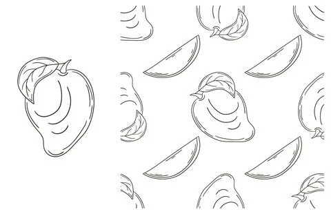 Coloring pattern for kitchen, restaurant or shop. Set in hand draw style Stock Illustration