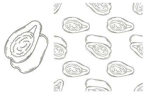 Coloring pattern for kitchen, restaurant or shop. Set in hand draw style Stock Illustration