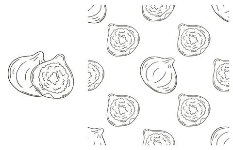Coloring pattern for kitchen, restaurant or shop. Set in hand draw style Stock Illustration