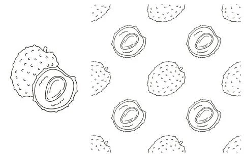Coloring pattern for kitchen, restaurant or shop. Set in hand draw style Stock Illustration