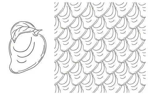 Coloring pattern for kitchen, restaurant or shop. Set in hand draw style Stock Illustration