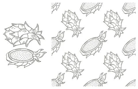 Coloring pattern for kitchen, restaurant or shop. Set in hand draw style Stock Illustration