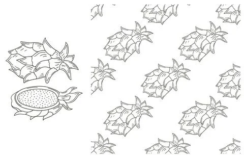 Coloring pattern for kitchen, restaurant or shop. Set in hand draw style Stock Illustration