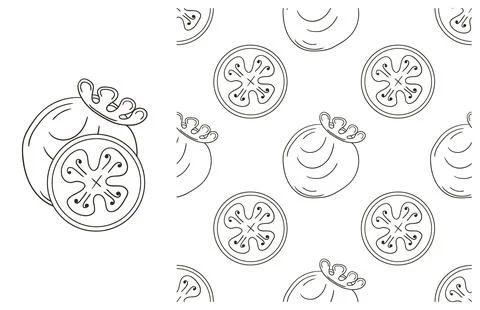 Coloring pattern for kitchen, restaurant or shop. Set in hand draw style Stock Illustration