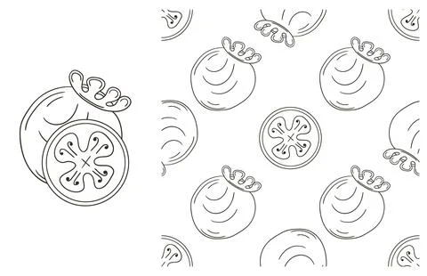 Coloring pattern for kitchen, restaurant or shop. Set in hand draw style Stock Illustration