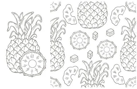 Coloring pattern for kitchen, restaurant or shop. Set in hand draw style Stock Illustration