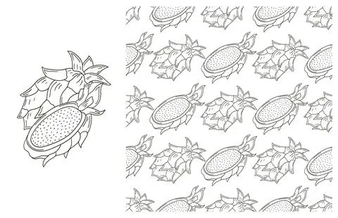 Coloring pattern for kitchen, restaurant or shop. Set in hand draw style Stock Illustration
