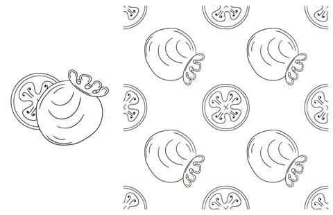 Coloring pattern for kitchen, restaurant or shop. Set in hand draw style Stock Illustration