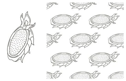 Coloring pattern for kitchen, restaurant or shop. Set in hand draw style Stock Illustration