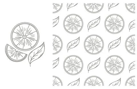 Coloring pattern for kitchen, restaurant or shop. Set in hand draw style Stock Illustration