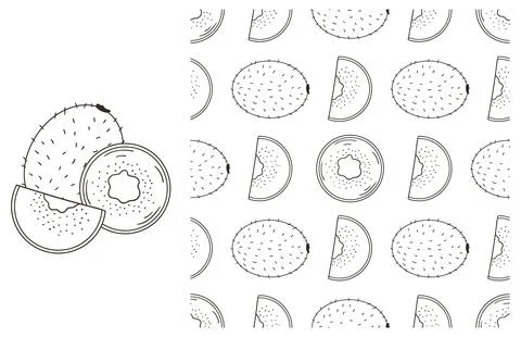 Coloring pattern for kitchen, restaurant or shop. Set in hand draw style Stock Illustration