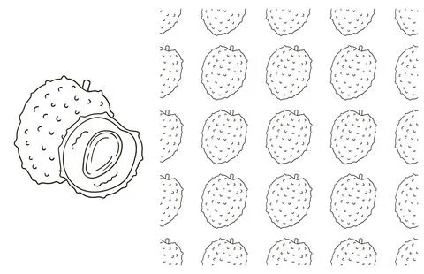 Coloring pattern for kitchen, restaurant or shop. Set in hand draw style Stock Illustration