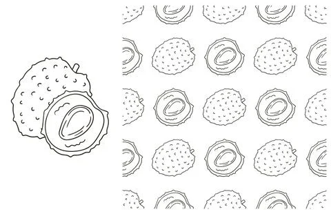 Coloring pattern for kitchen, restaurant or shop. Set in hand draw style Stock Illustration