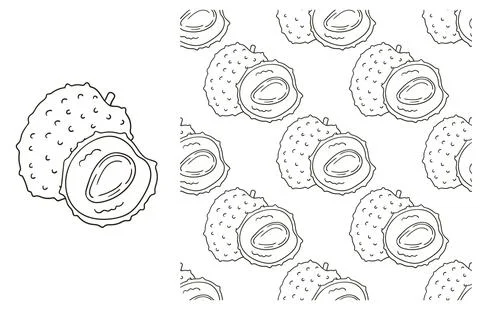 Coloring pattern for kitchen, restaurant or shop. Set in hand draw style Stock Illustration