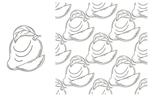 Coloring pattern for kitchen, restaurant or shop. Set in hand draw style Stock Illustration