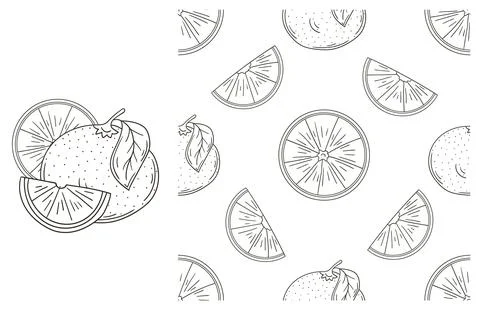 Coloring pattern for kitchen, restaurant or shop. Set in hand draw style Illustrazione stock
