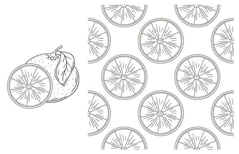 Coloring pattern for kitchen, restaurant or shop. Set in hand draw style Stock Illustration