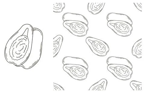 Coloring pattern for kitchen, restaurant or shop. Set in hand draw style Stock Illustration