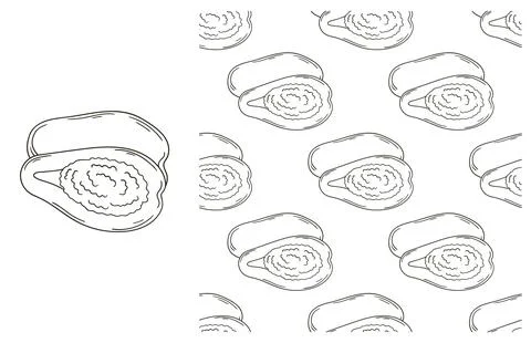 Coloring pattern for kitchen, restaurant or shop. Set in hand draw style Stock Illustration