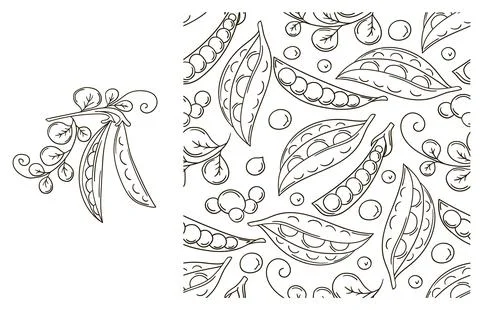 Coloring pattern for kitchen, restaurant or shop. Set in hand draw style Stock Illustration