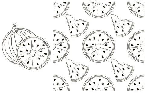 Coloring pattern for kitchen, restaurant or shop. Set in hand draw style Stock Illustration