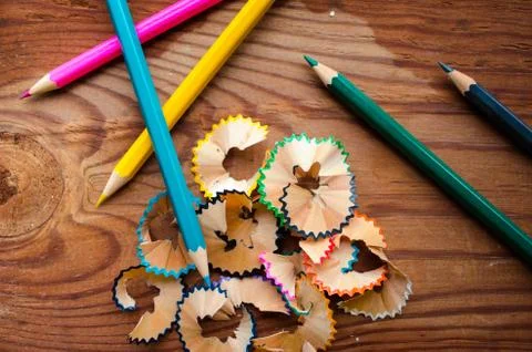 Coloring pencils sharpening single Stock Photos