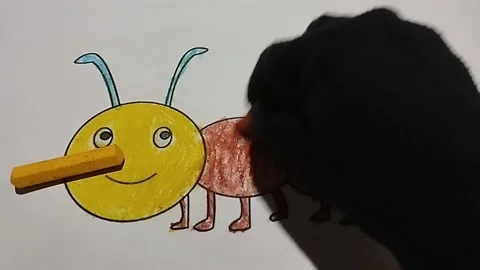 Coloring pictures of ant animals using colorful crayons Stock Footage 224974627