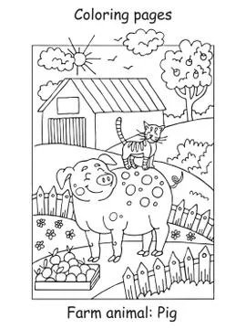 Coloring pig vector Stock Illustration